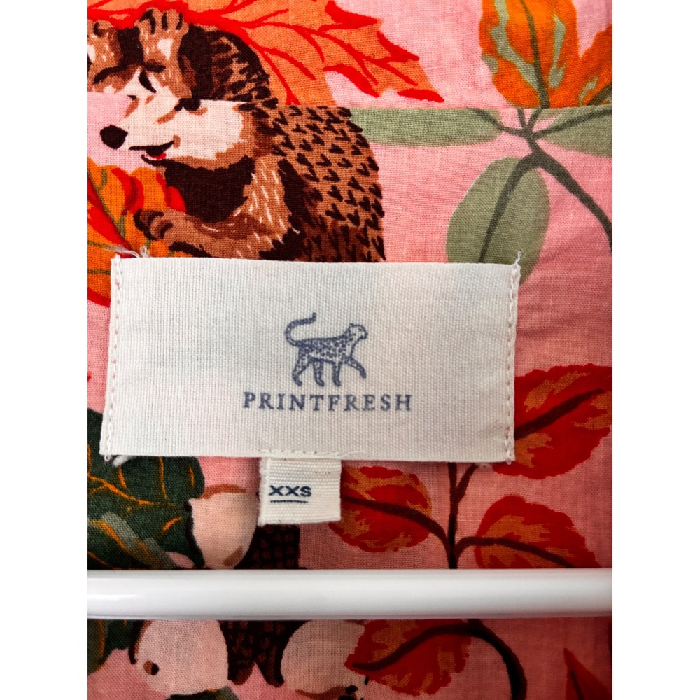 Printfresh Pink Hedgehog Organic Cotton Pajama Top Long Sleeve XXS Autumn Leaf - Picture 3 of 5